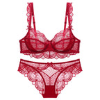 Ultra-Thin Sponge-Free Transparent Bra with Big Breasts and Small Lace Bra for Women Sexy Underwear Bra Set