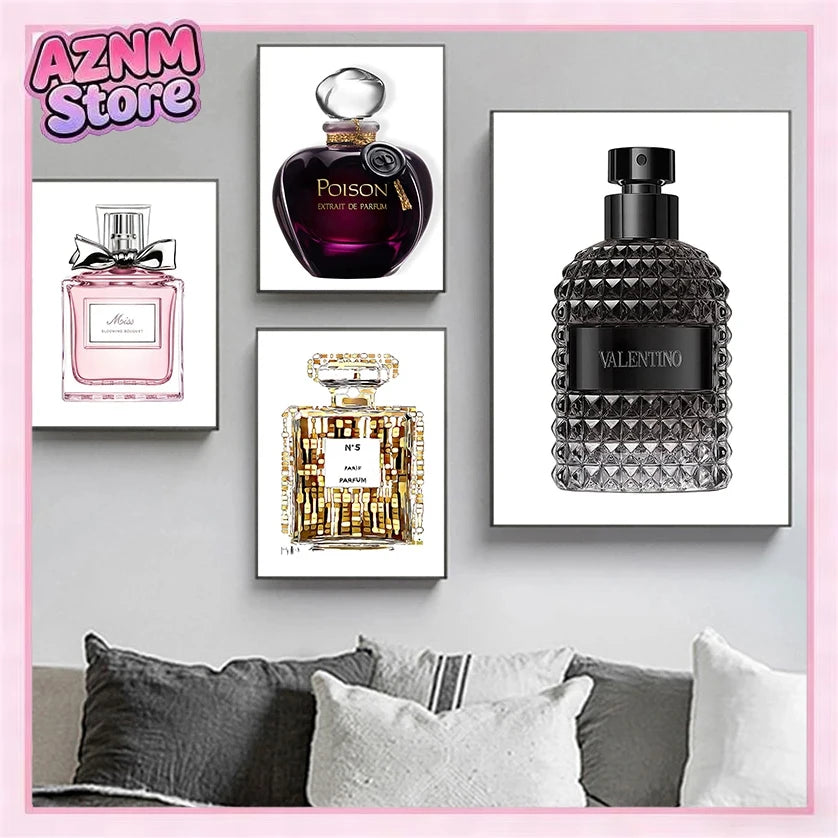Woman Fashion Perfume Bottle Nordic Print Canvas Posters For Living Room Modern Home