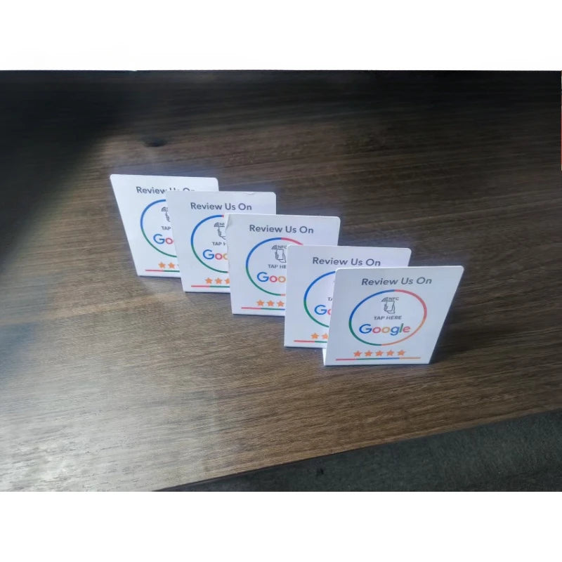 13.56MHz Programmable Google Review Card NFC Station Table NFC Google Reviews Display Bending Card Standing Brand Bracket