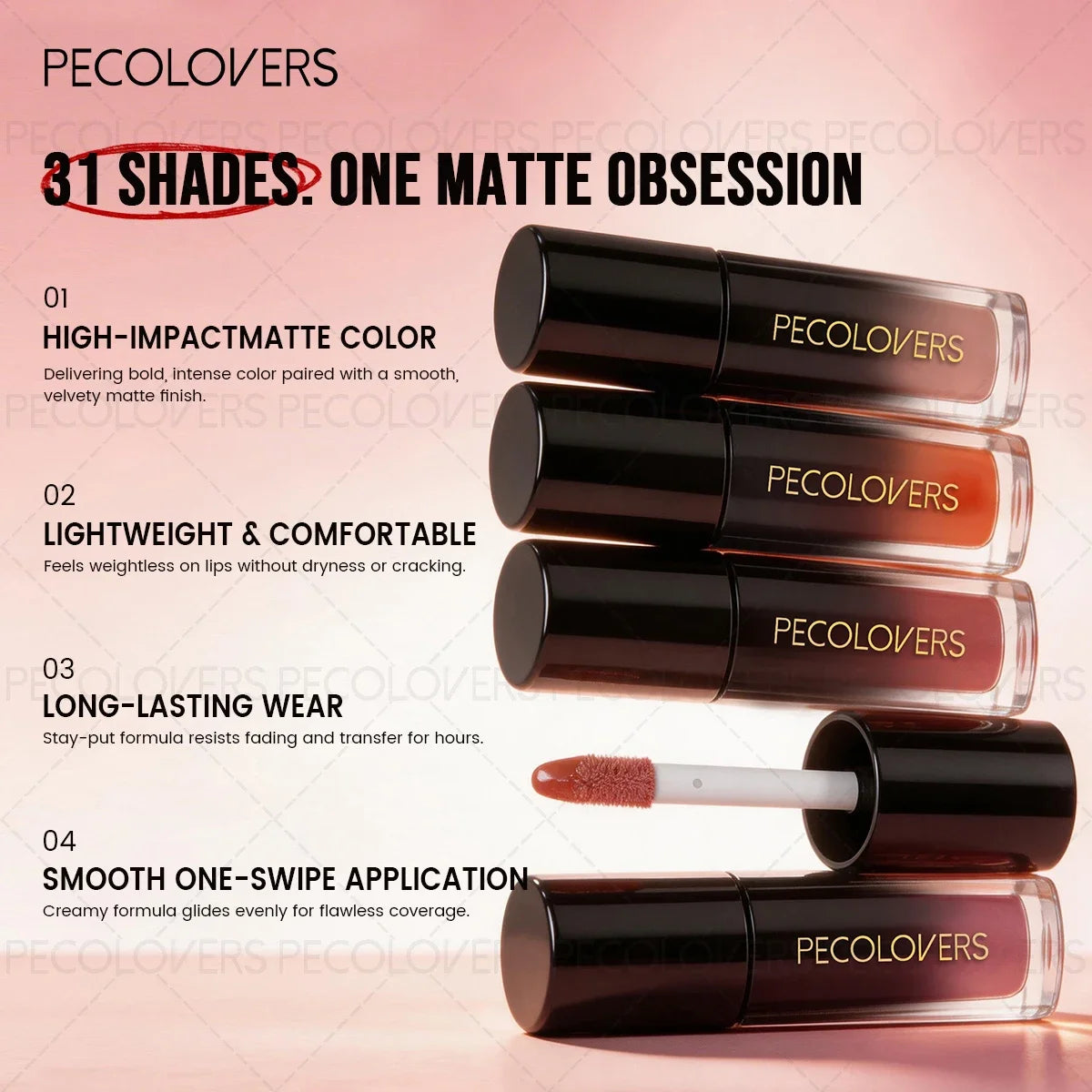 1PC Long-lasting and Smooth Lipstick, Moisturizing, Creamy Texture, Ideal for Autumn and Winter, Delicate Makeup Looks